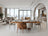 Modern Extendable Solid Wood Dining Set with 6 Upholstered Armchairs