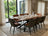 Modern Solid Wood 8-Seater Dining Set with Faux Leather Chairs