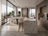 Modern 6-Seater Dining Set with White Bouclé Upholstered Chairs Showroom display
