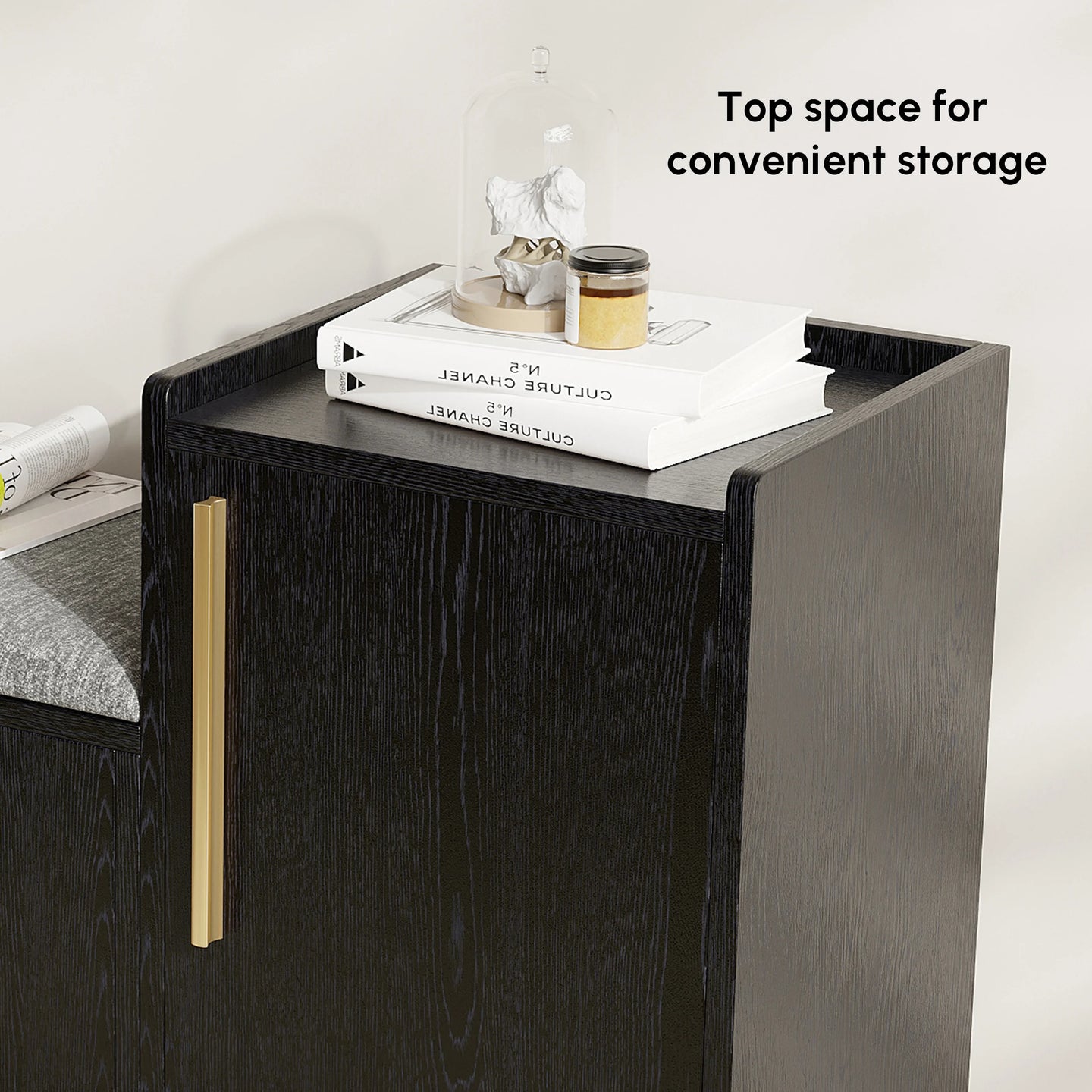 Harper Black Shoe Rack Bench