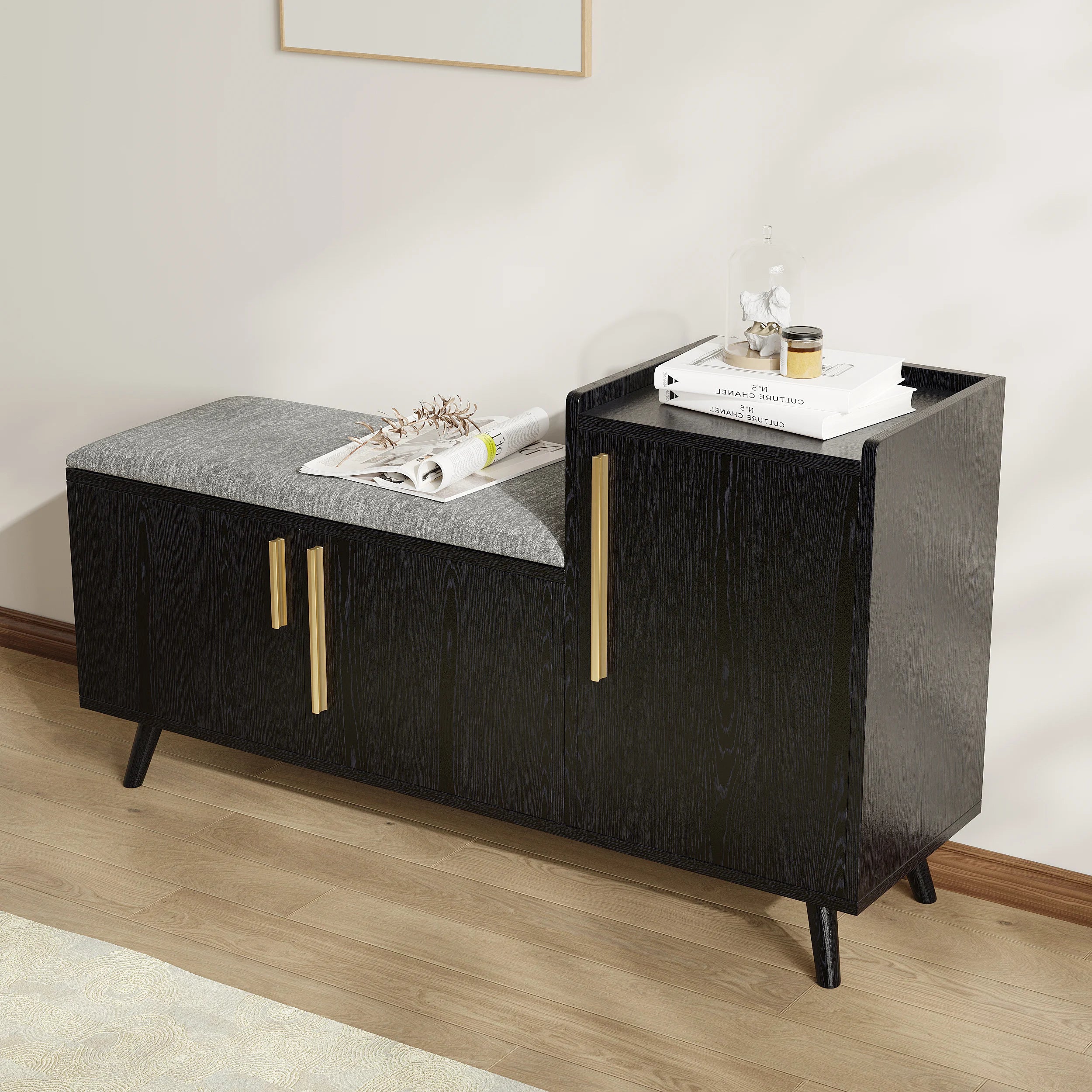 Harper Black Shoe Rack Bench