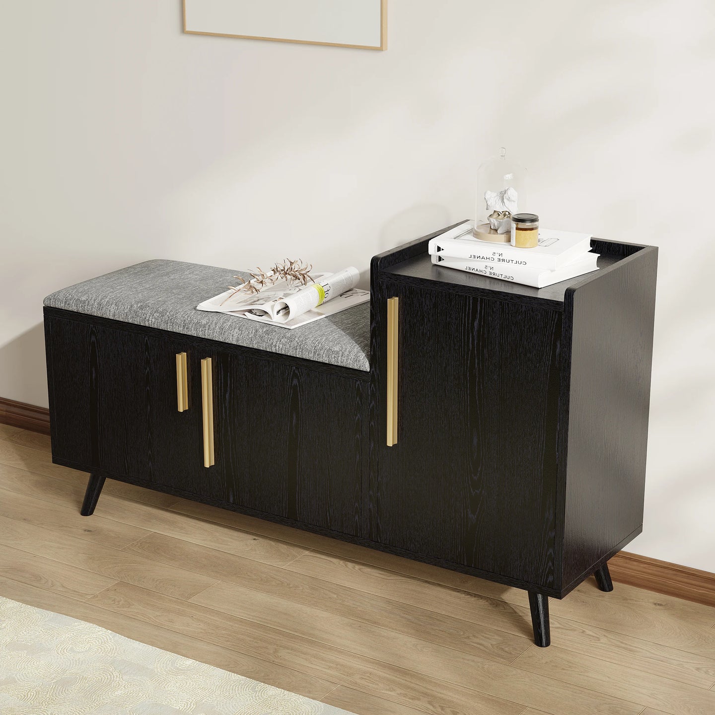 Harper Black Shoe Rack Bench