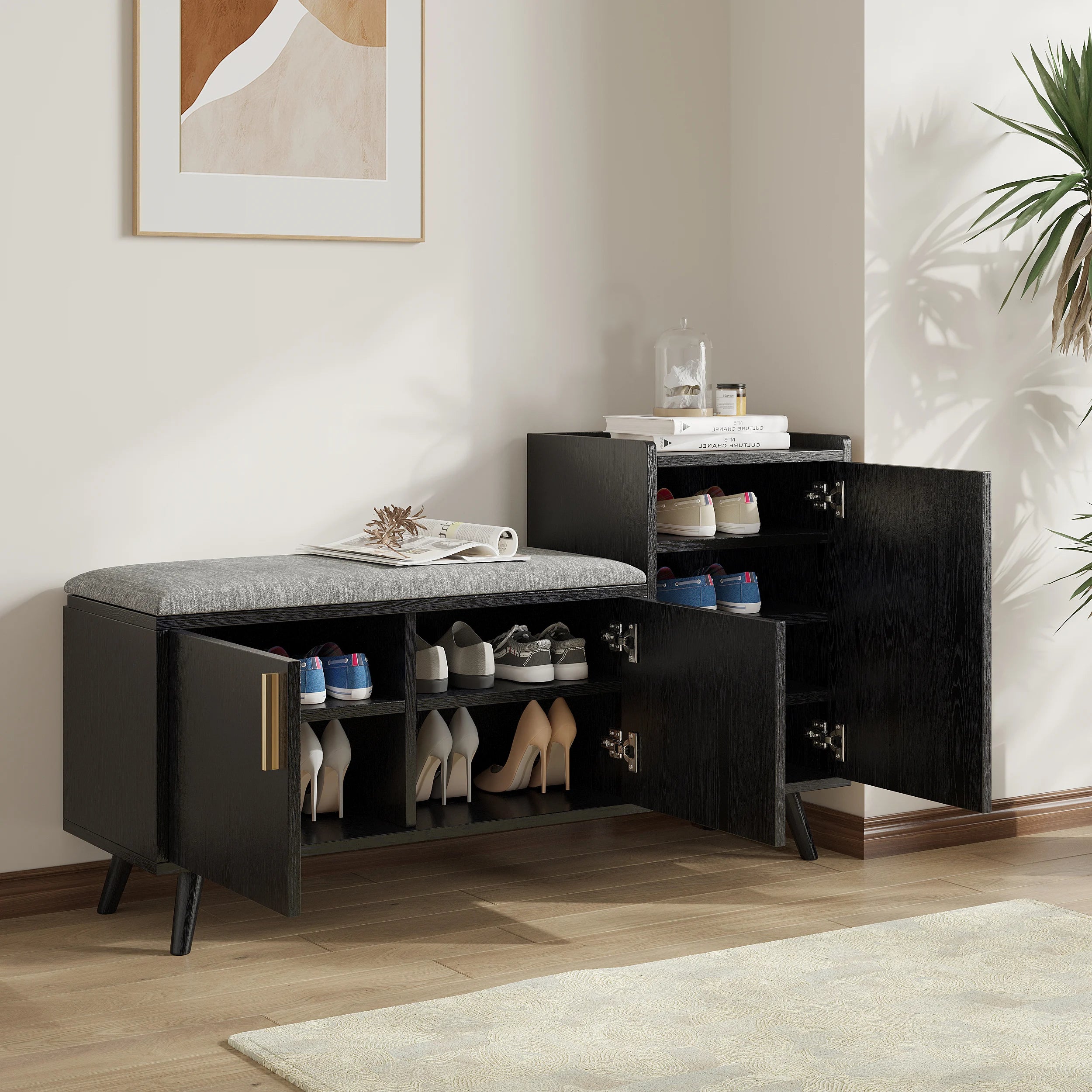 Harper Black Shoe Rack Bench