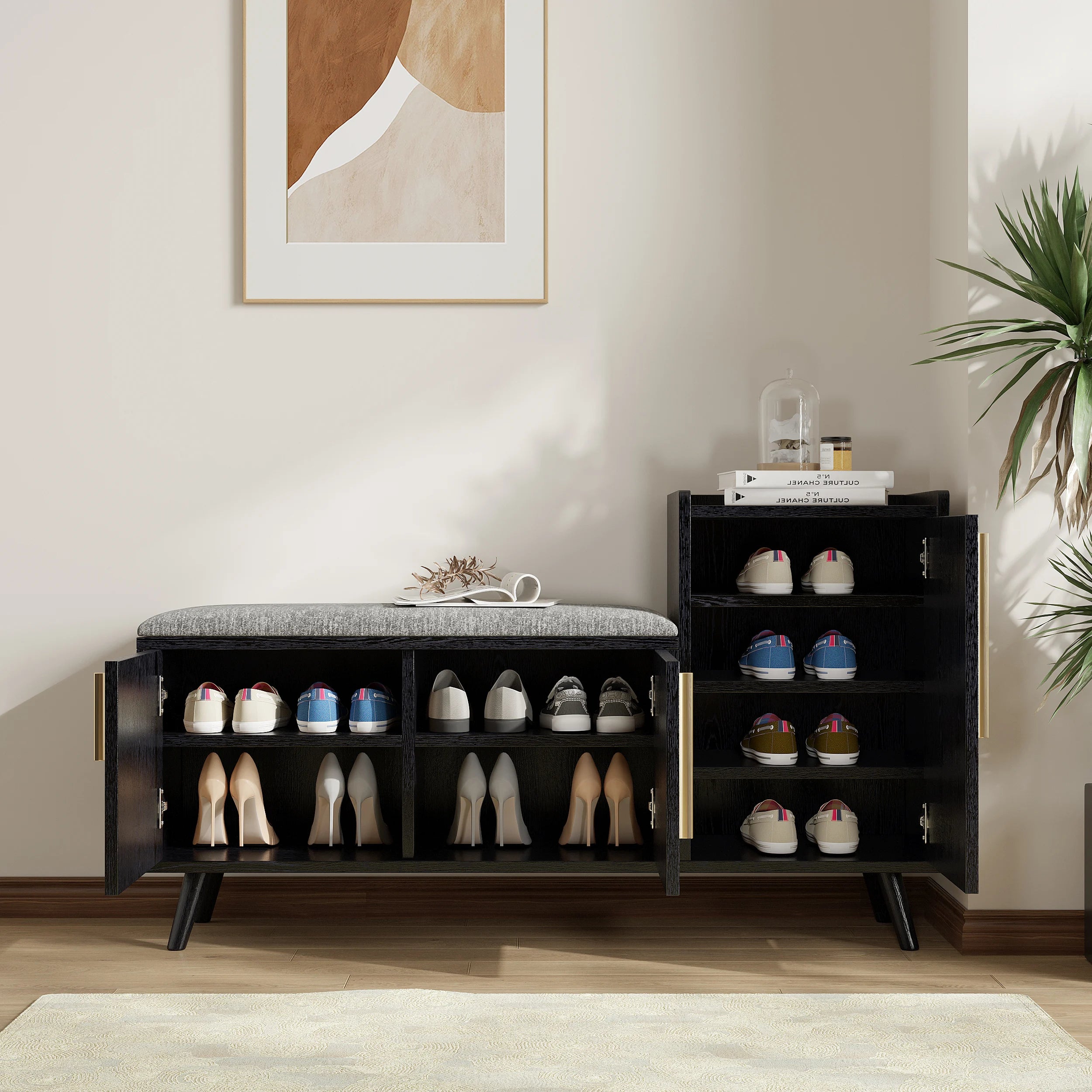 Harper Black Shoe Rack Bench