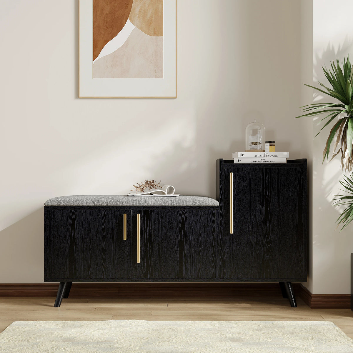 Harper Black Shoe Rack Bench