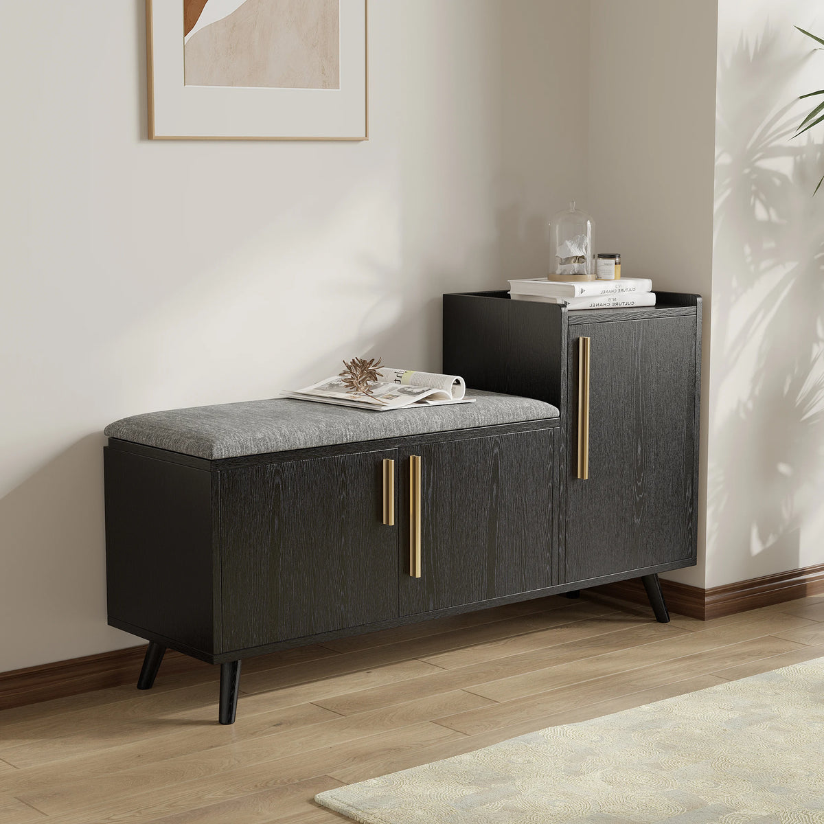 Harper Black Shoe Rack Bench