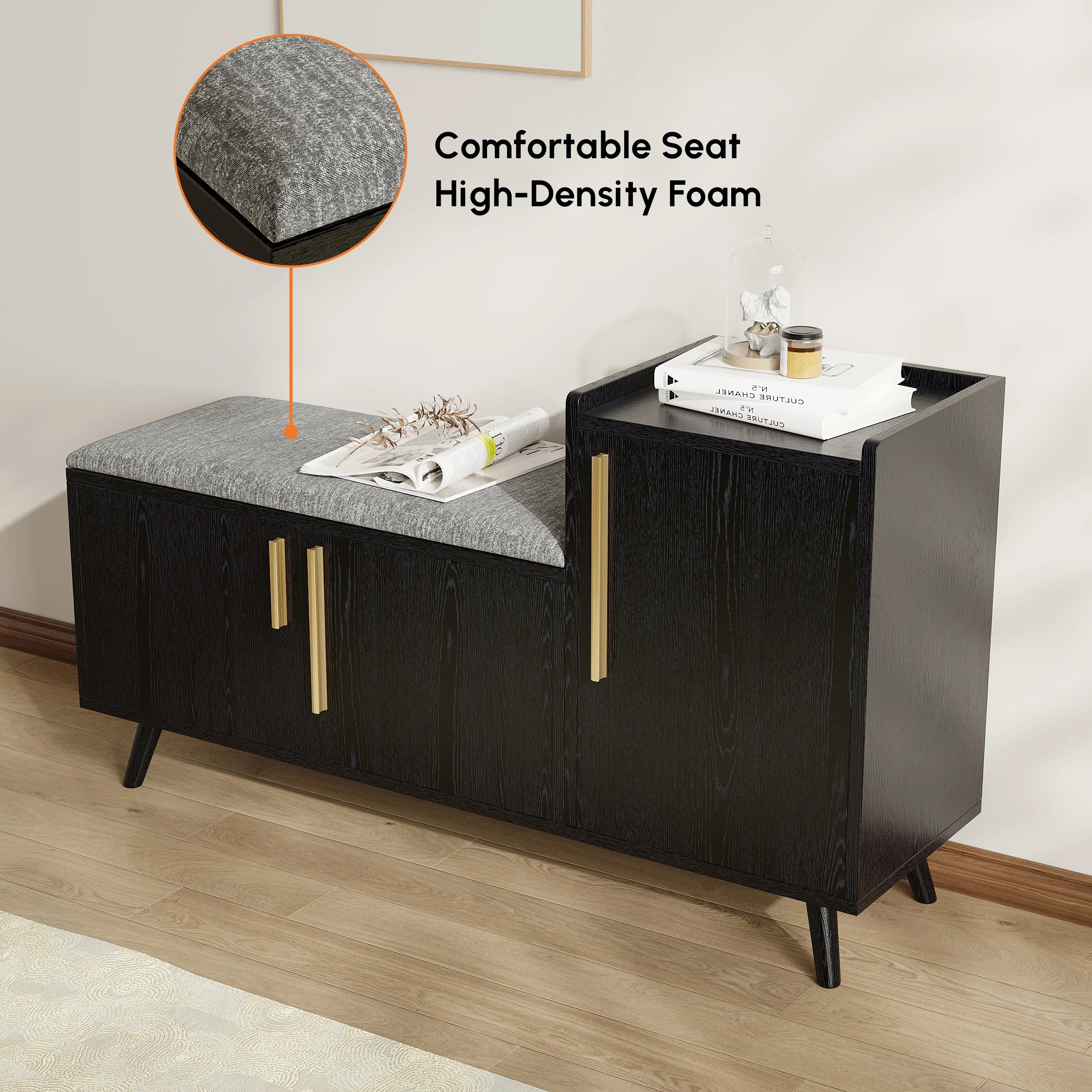 Harper Black Shoe Rack Bench
