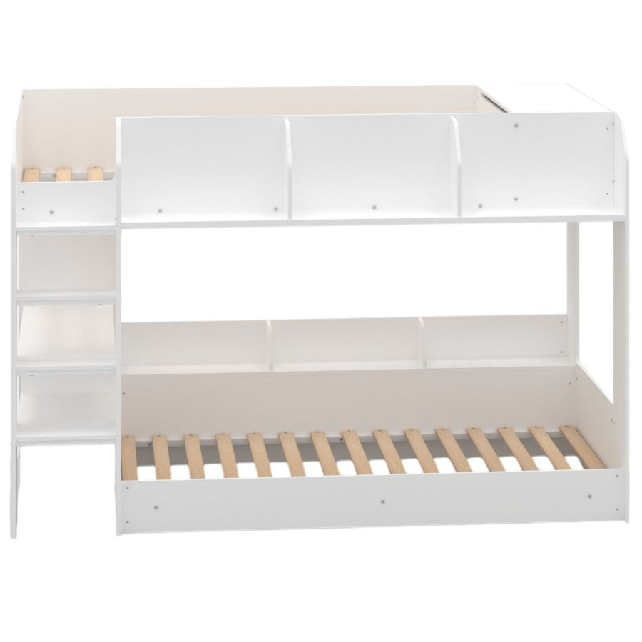 Harper White Wooden Bunk Bed with Storage