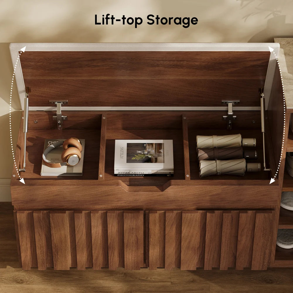 Hudson Walnut Shoe Rack Bench