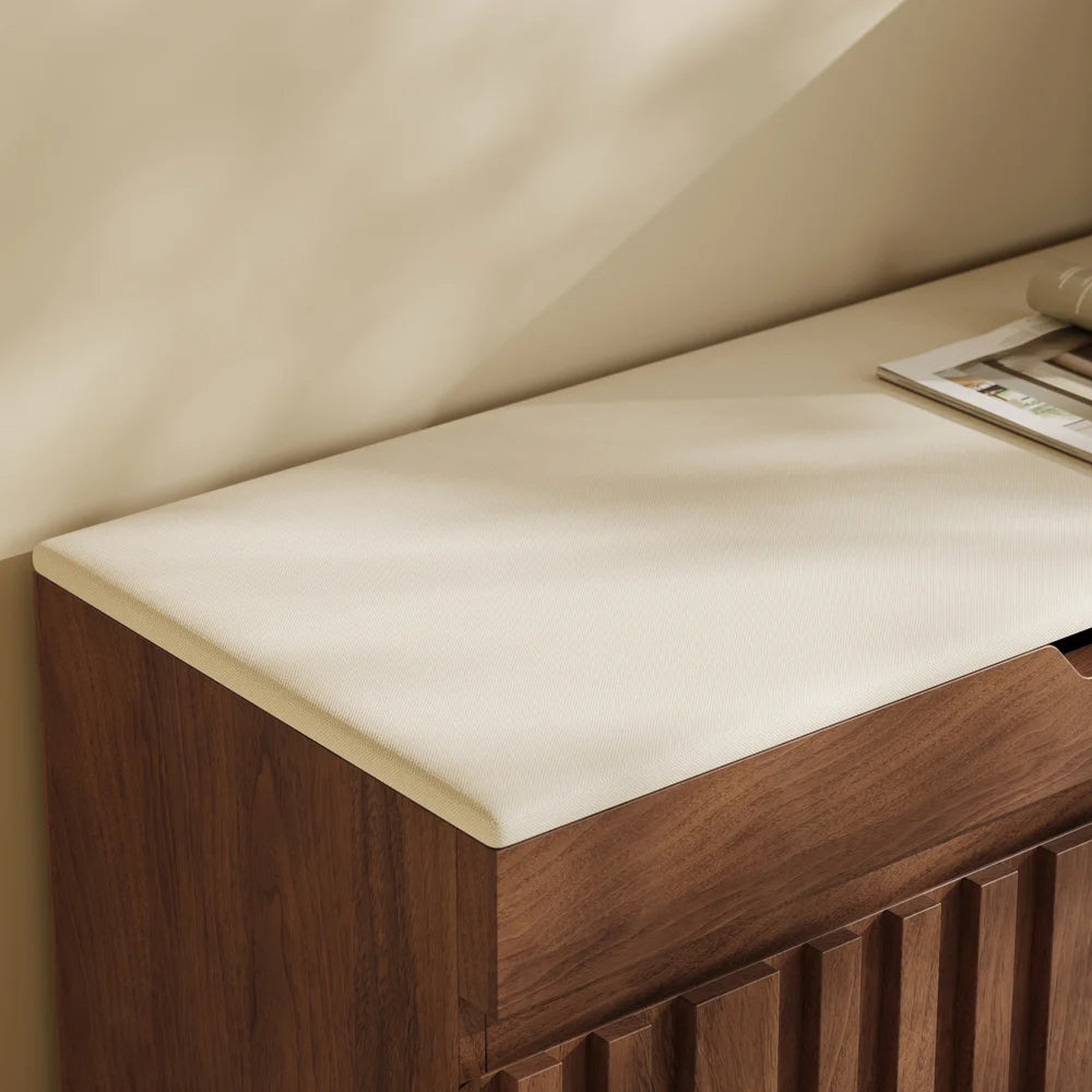 Hudson Walnut Shoe Rack Bench