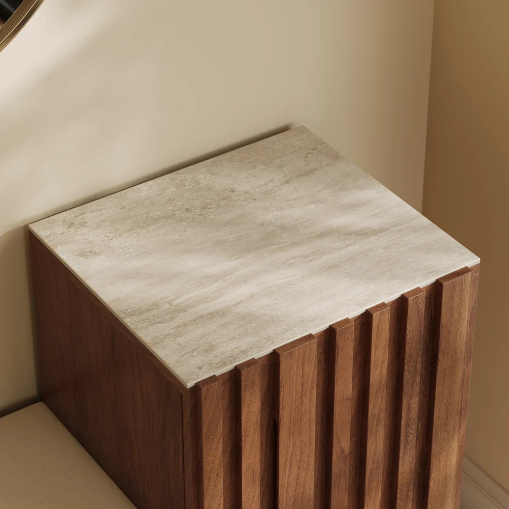 Hudson Walnut Shoe Rack Bench