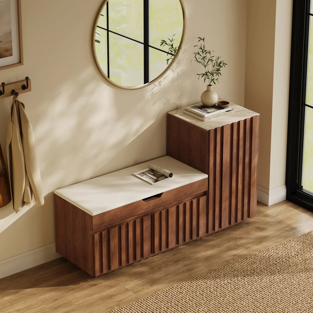 Hudson Walnut Shoe Rack Bench