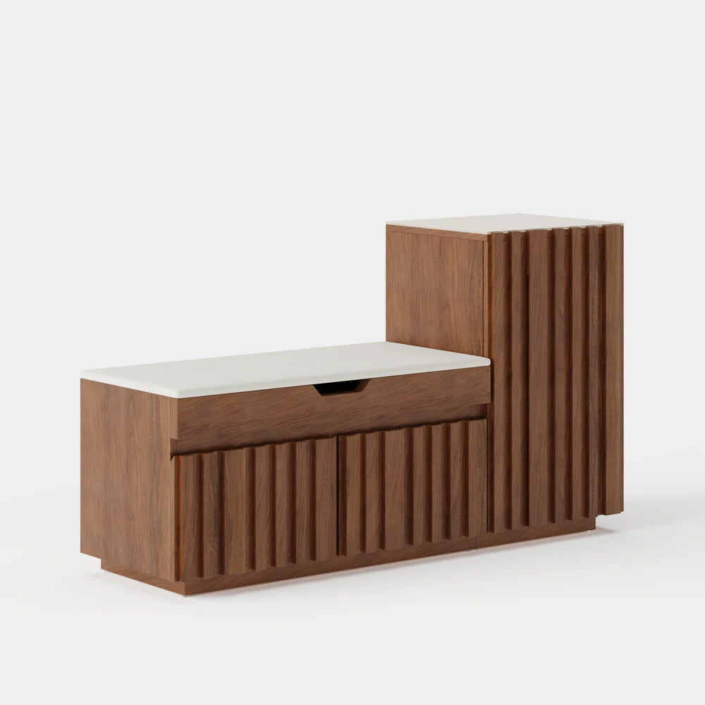Hudson Walnut Shoe Rack Bench