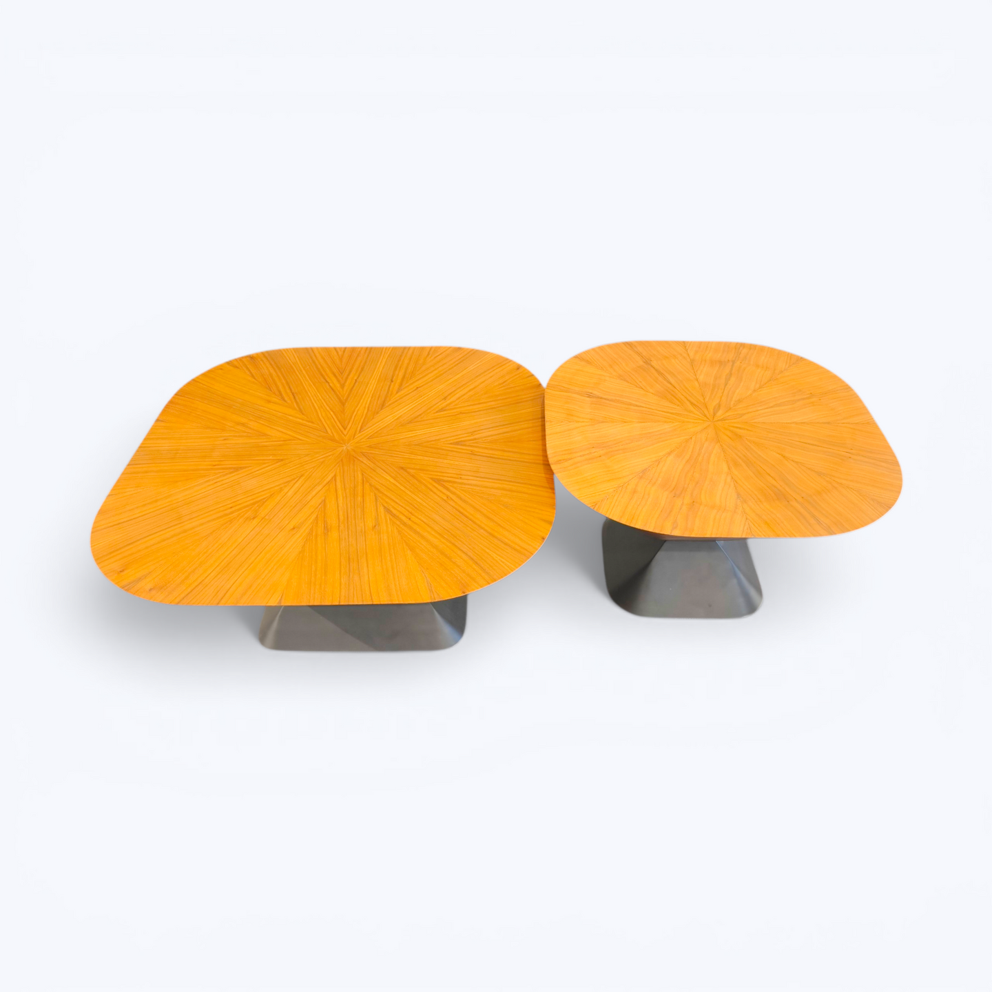 Geometric Wood Veneer Coffee Table Set