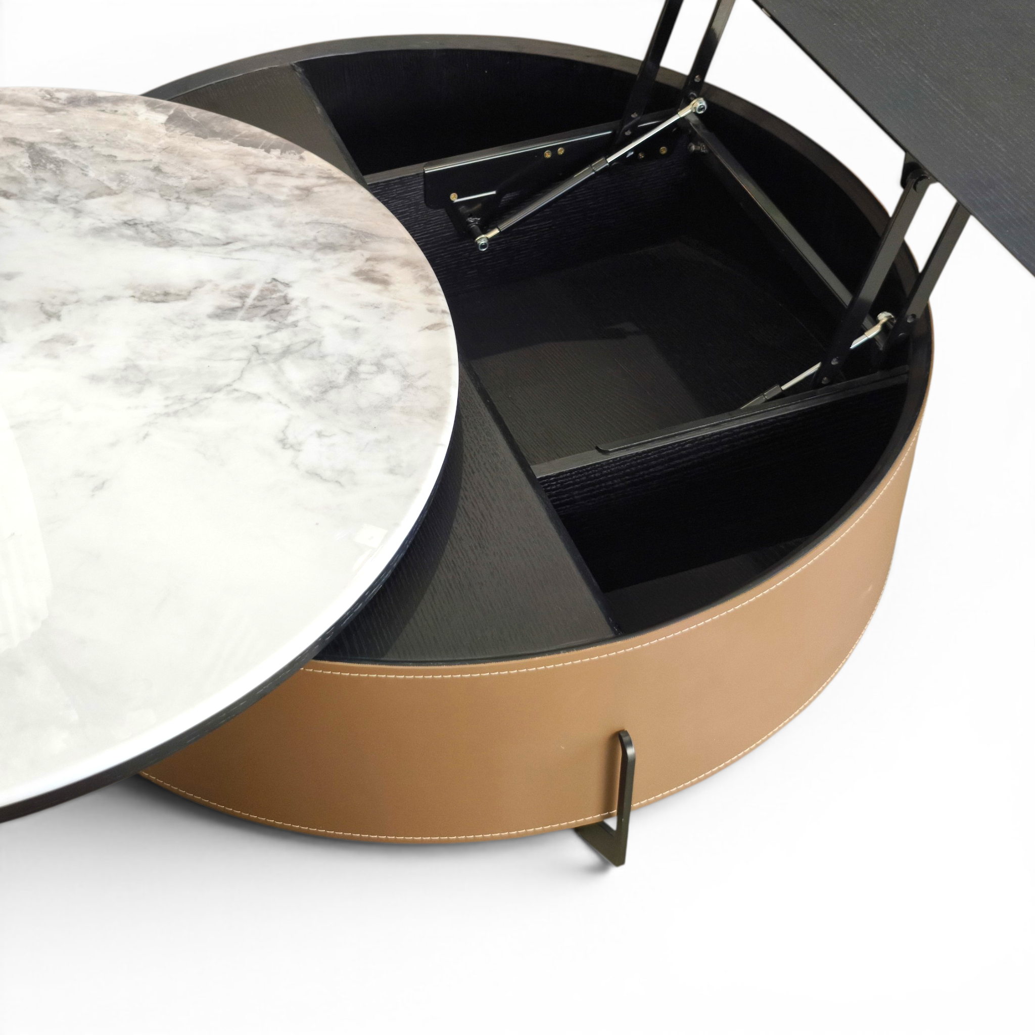 Dual-Top Marble & Leather Coffee Table