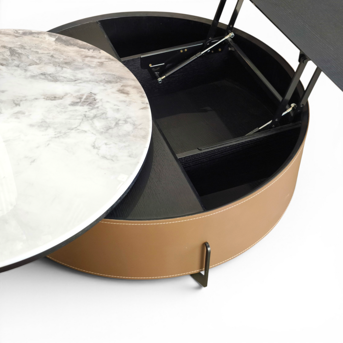 Dual-Top Marble & Leather Coffee Table
