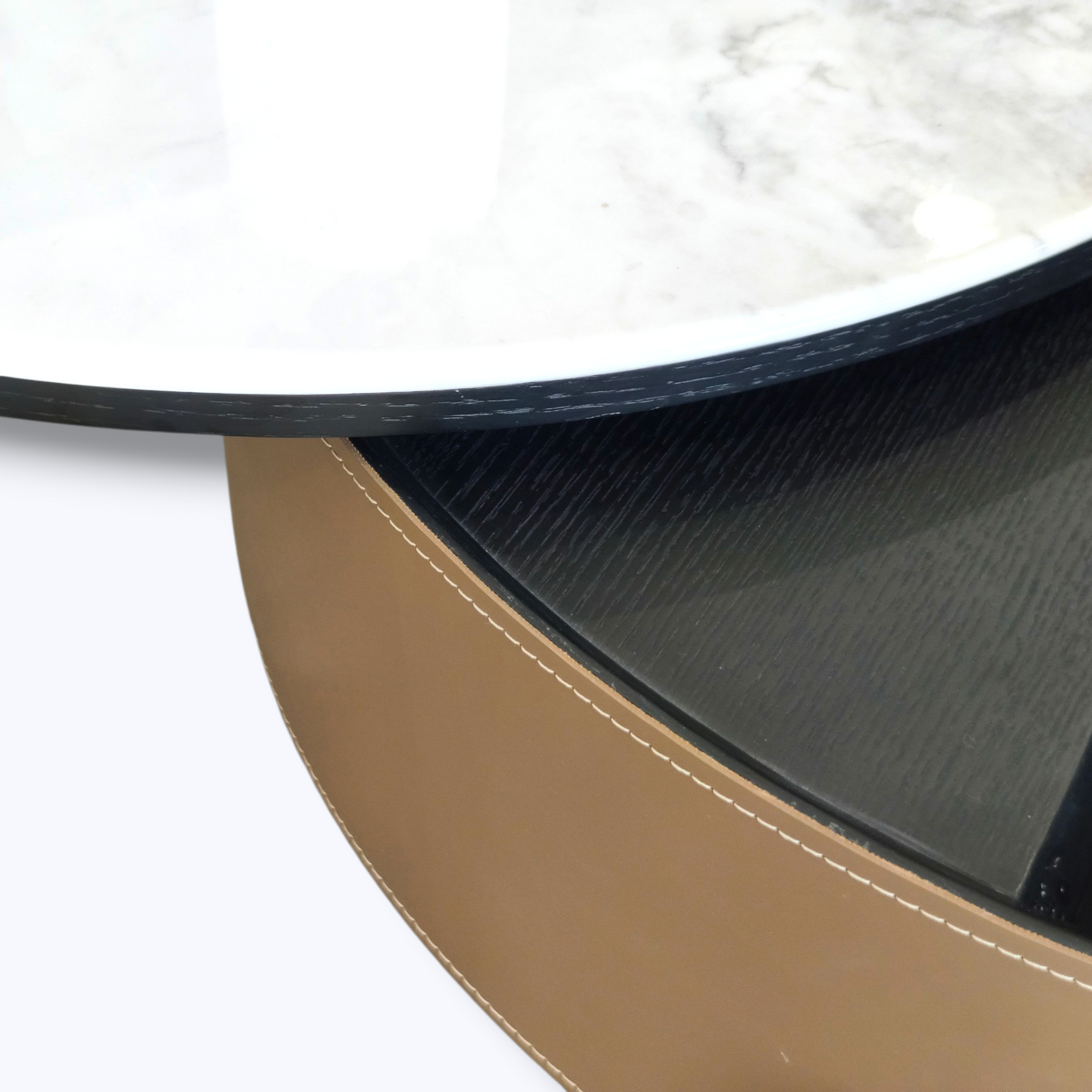 Dual-Top Marble & Leather Coffee Table