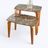 Brown Marble Nesting Tables with Wooden Legs