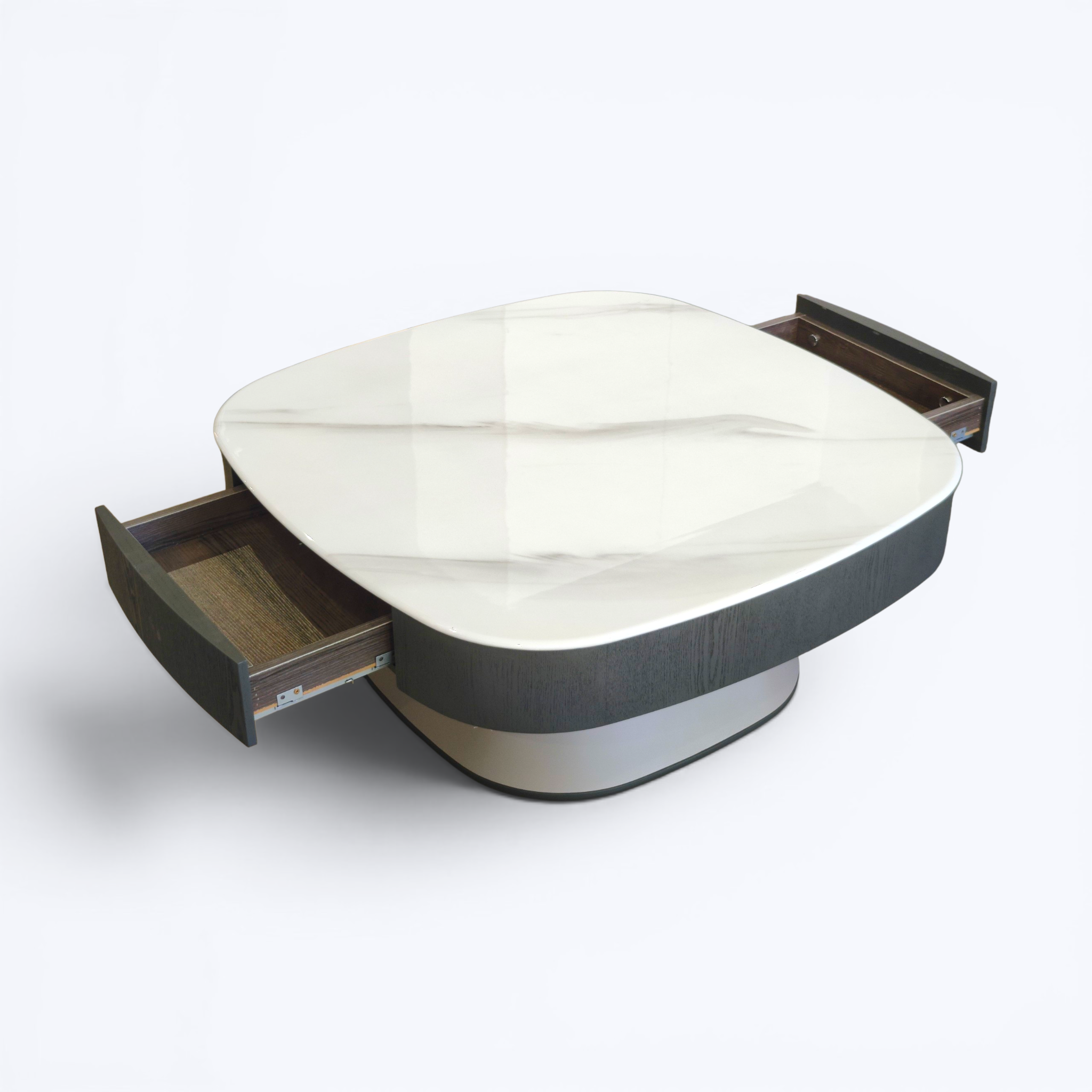 Marble-Top Coffee Table with Dual Drawers