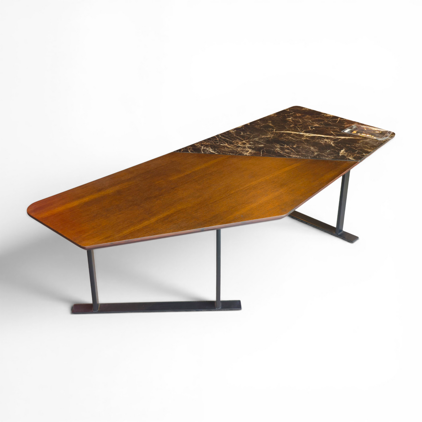Walnut & Marble Geometric Coffee Table