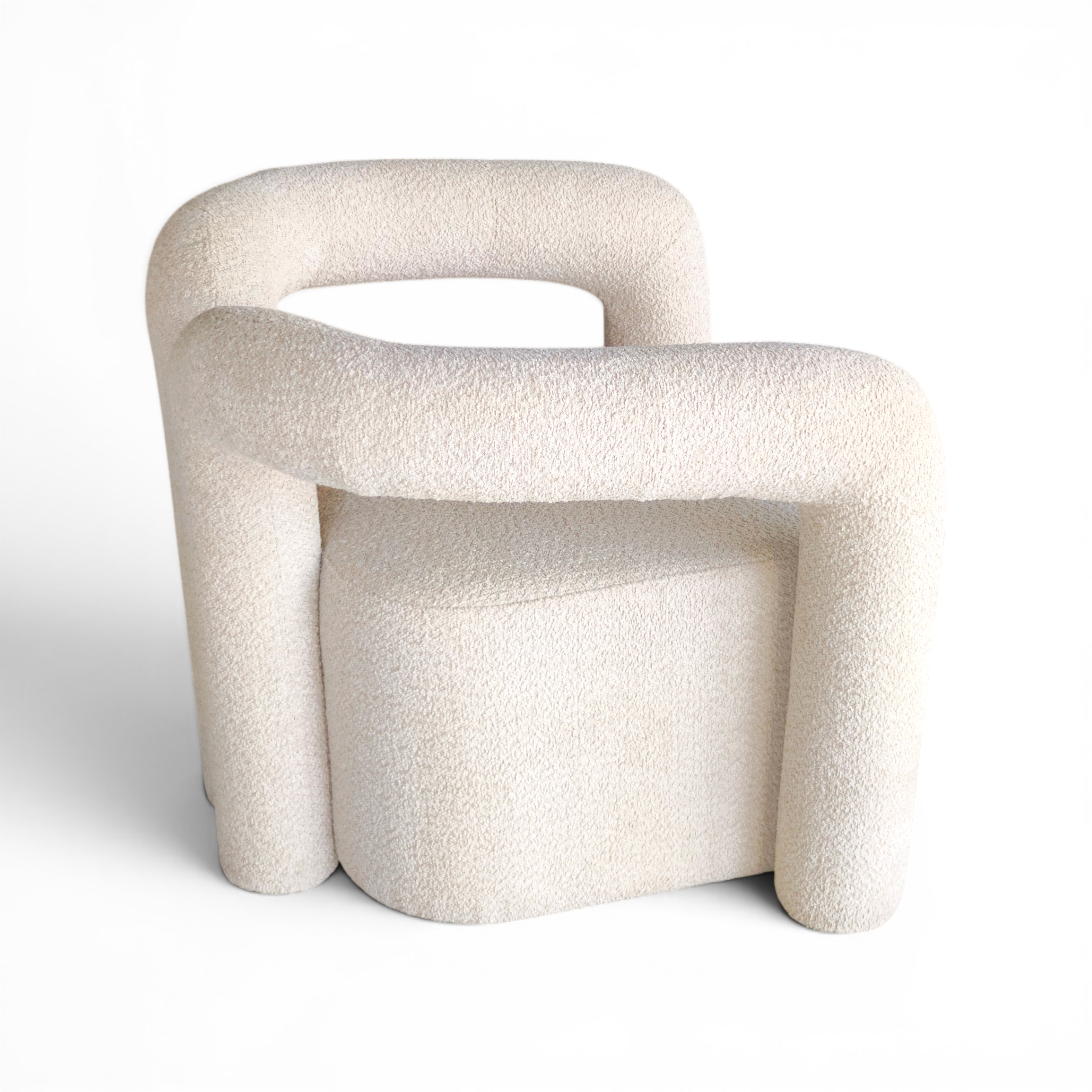Curved Cream Armchair