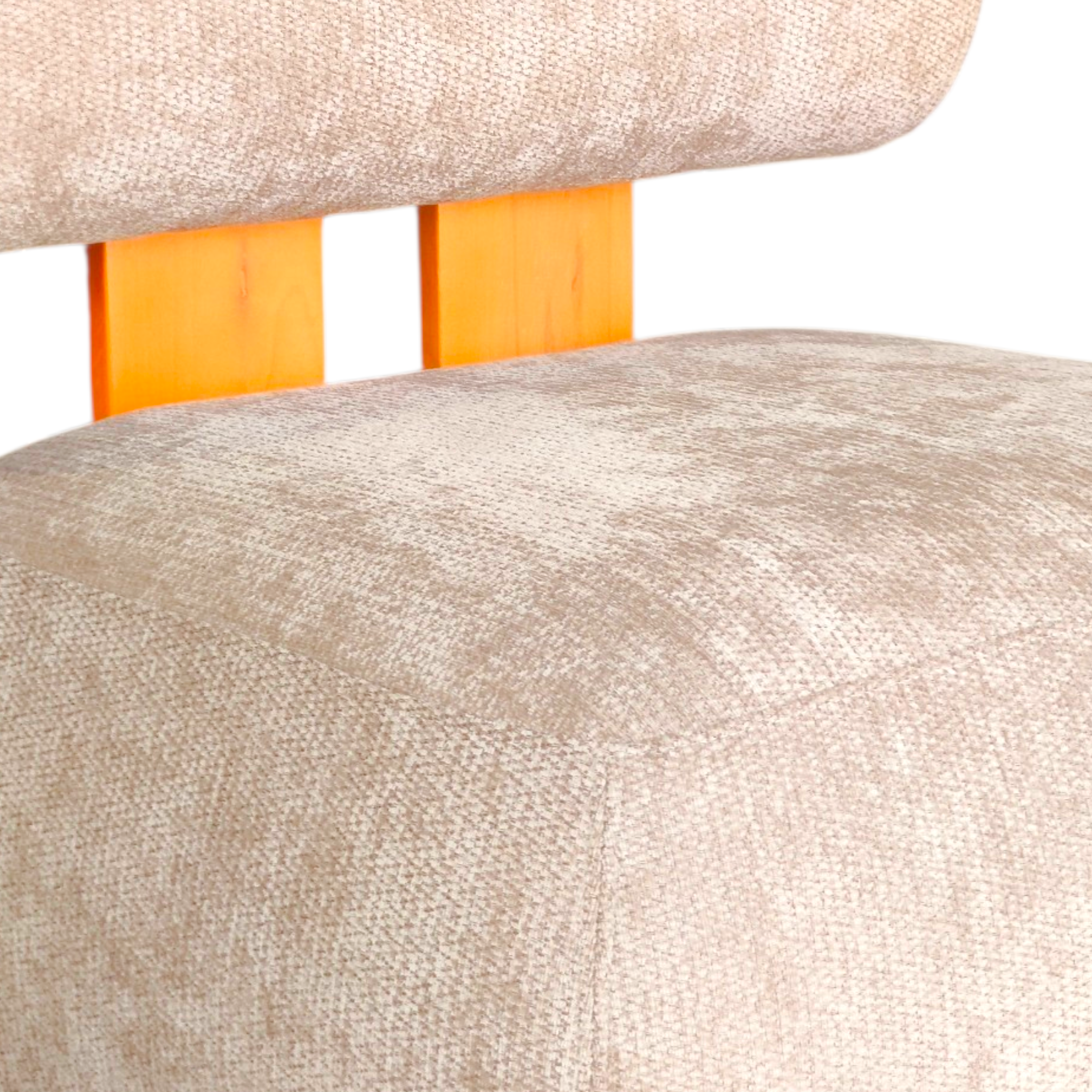 Contemporary Beige Lounge Chair with Orange Accents