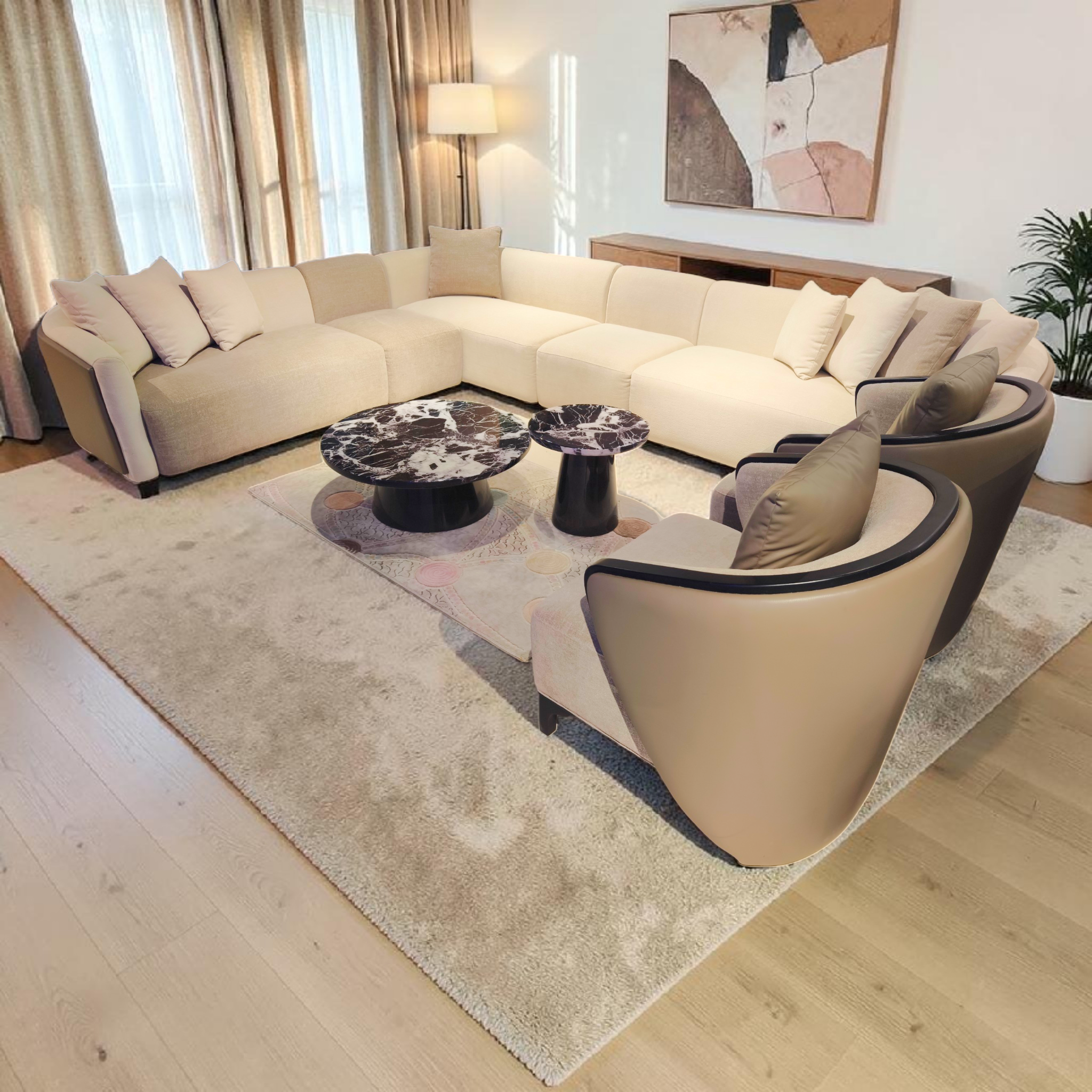 Black & White Marble Nesting Tables 1+1