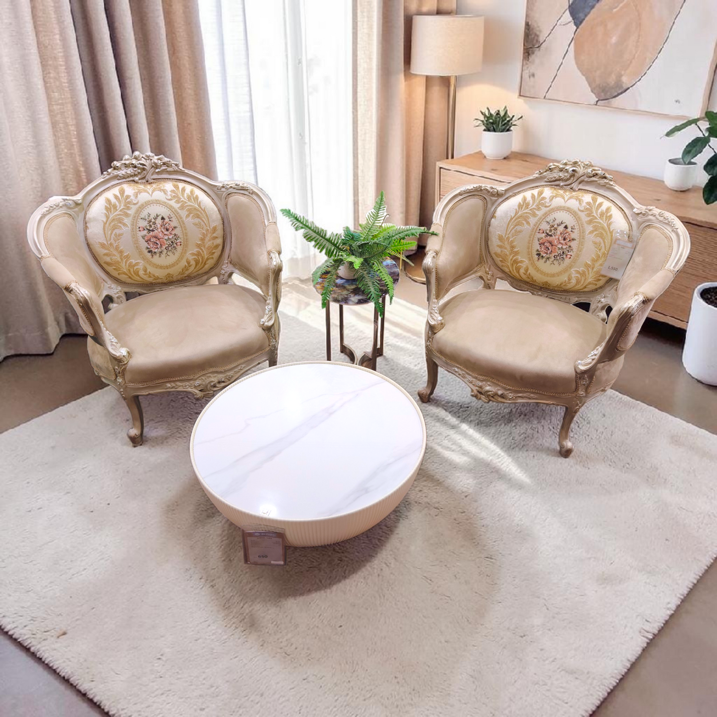 Marble-Topped Bowl Coffee Table
