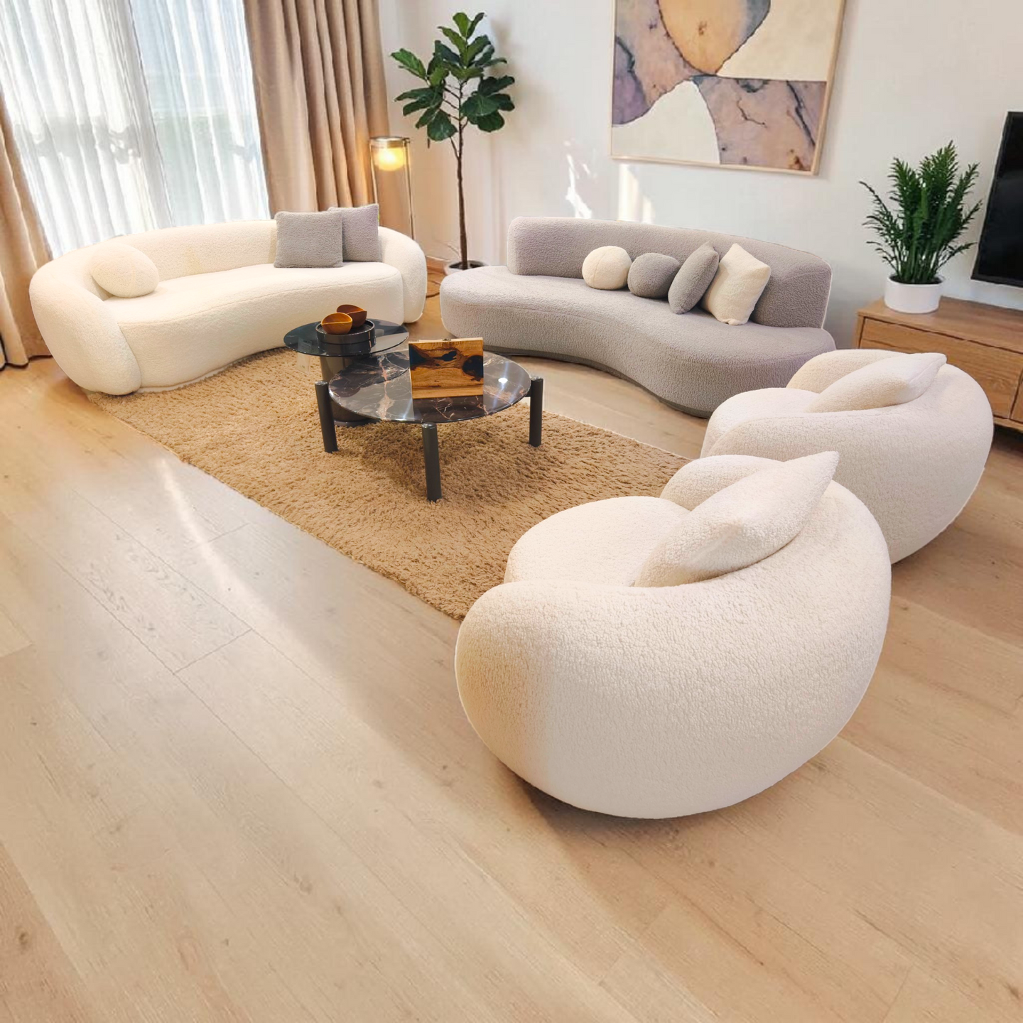 Modern Curved Sofa Set – 3+2+1+1