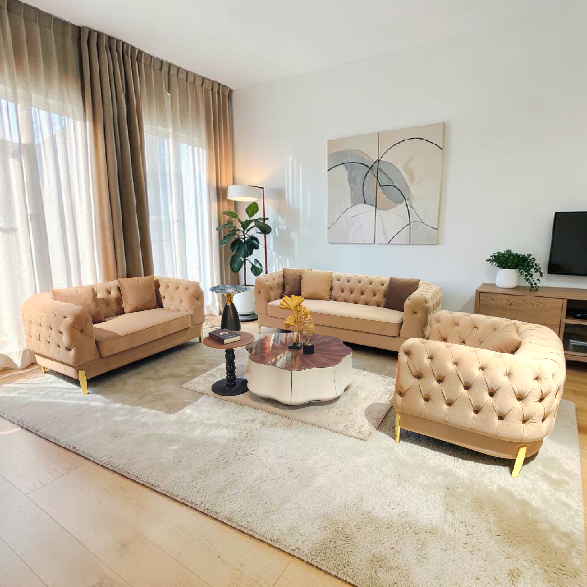 Modern Tufted Sofa Set – 3+2+1
