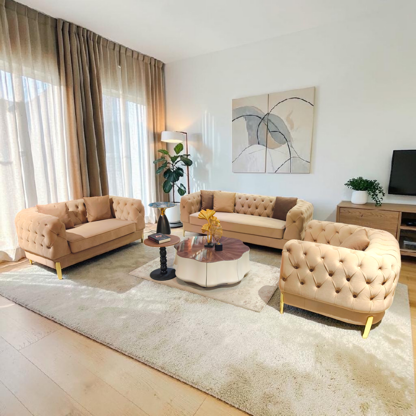 Modern Tufted Sofa Set – 3+2+1