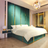 Teal Upholstered Headboard & Base with Vertical Gold Accents (No Mattress)