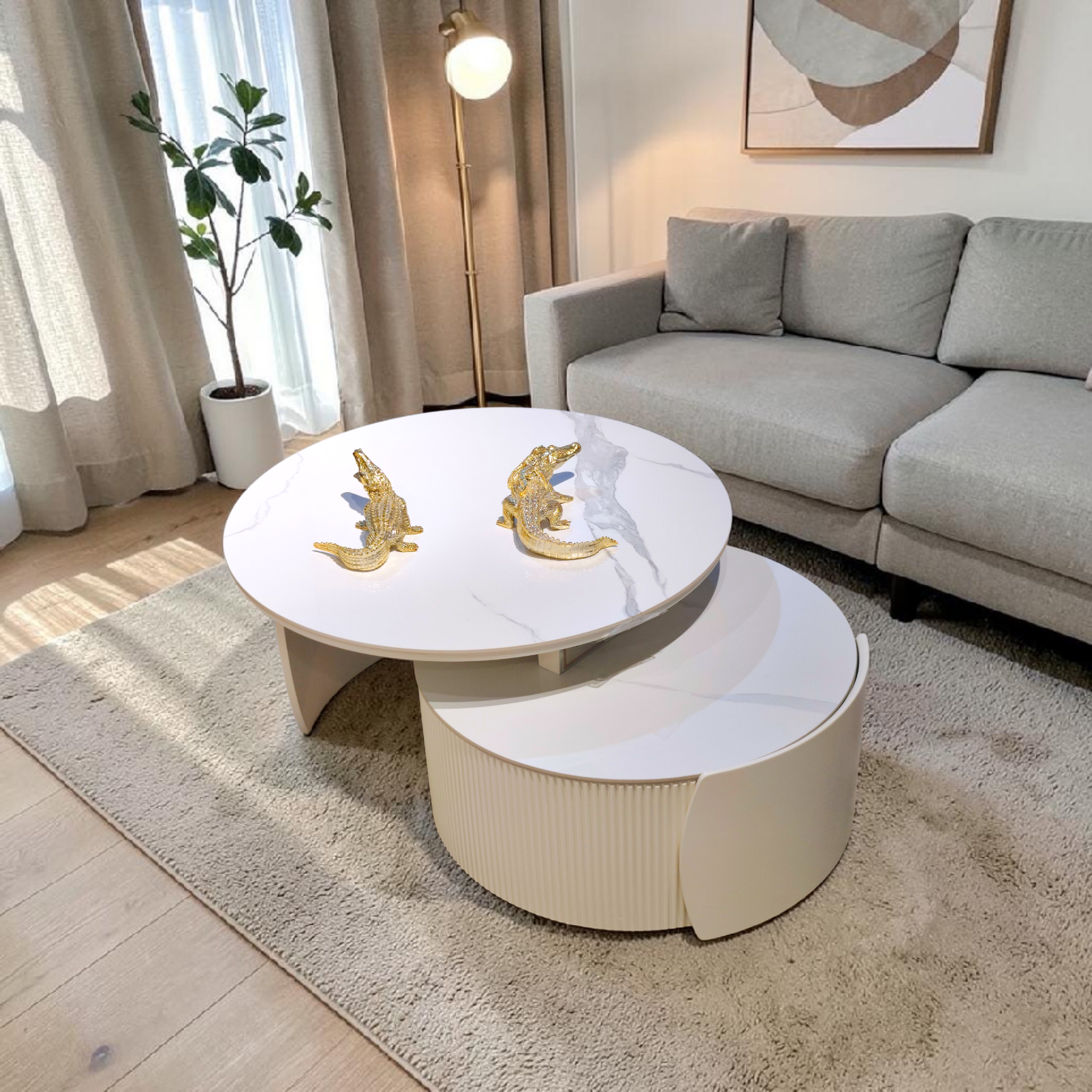 Modern Two‑Tier Marble Coffee Table