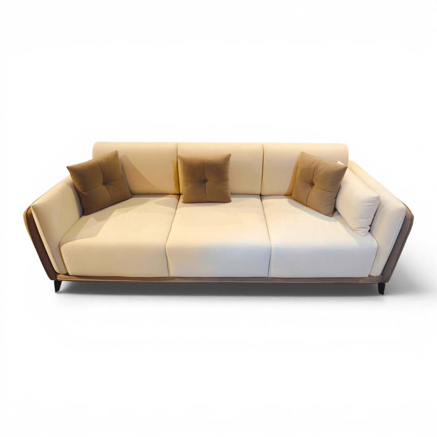Modern Cream & Tan Sofa Set 2 seater