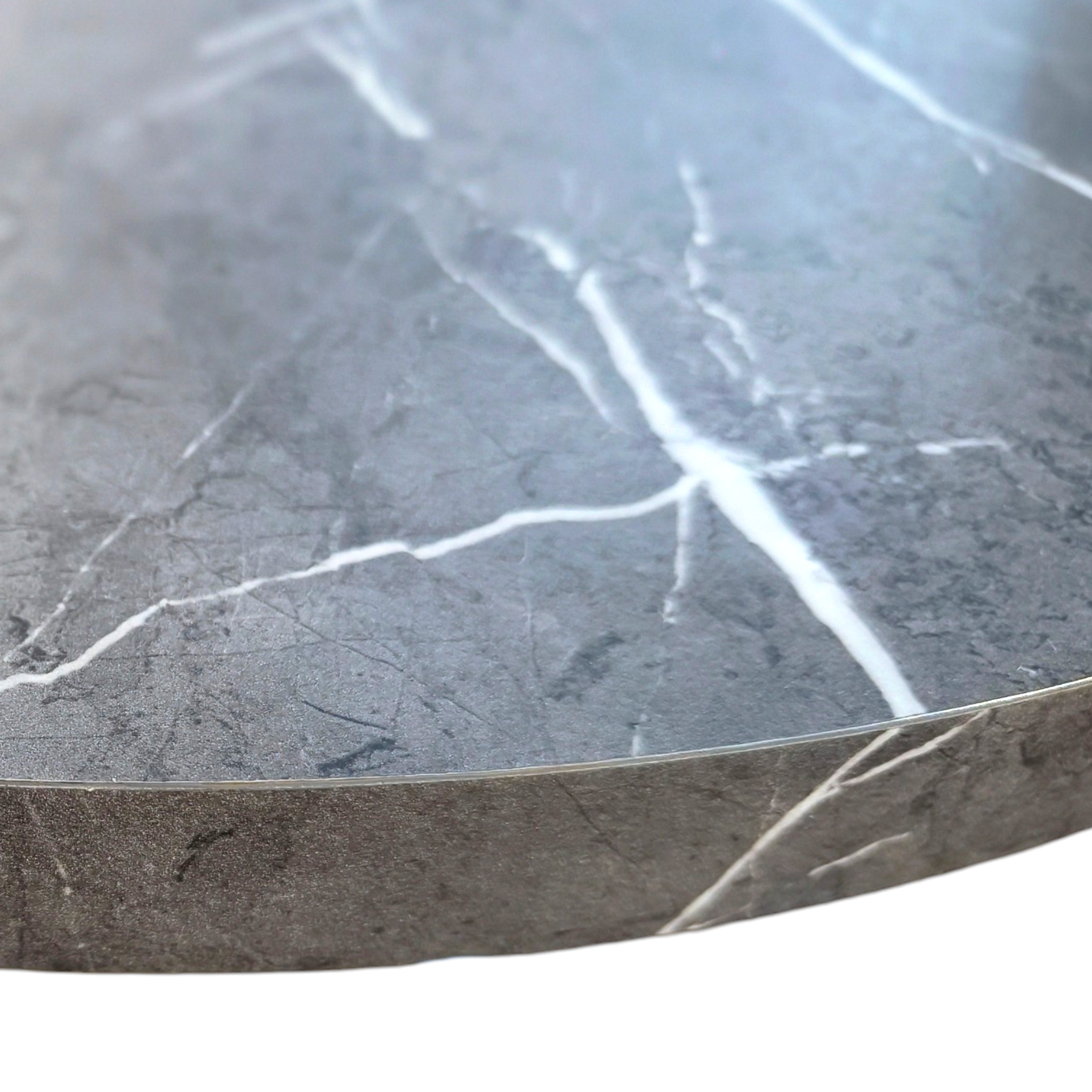 Modern Round Marble Table with Dual-Tone Cylindrical Base