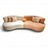 Modern 3+3 Seater Curved Sectional Sofa in Dual‑Tone Upholstery
