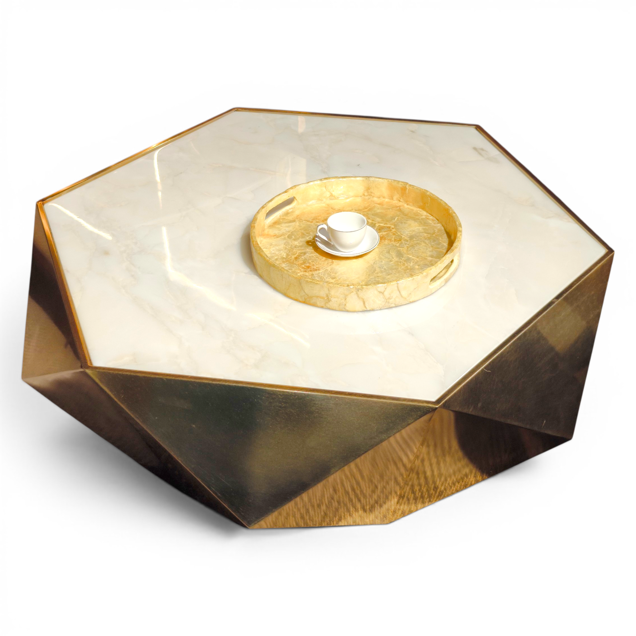 Trio of Modern Marble & Metallic Coffee Tables