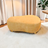 Organic‑Form Modern Ottoman in Soft Mustard Upholstery