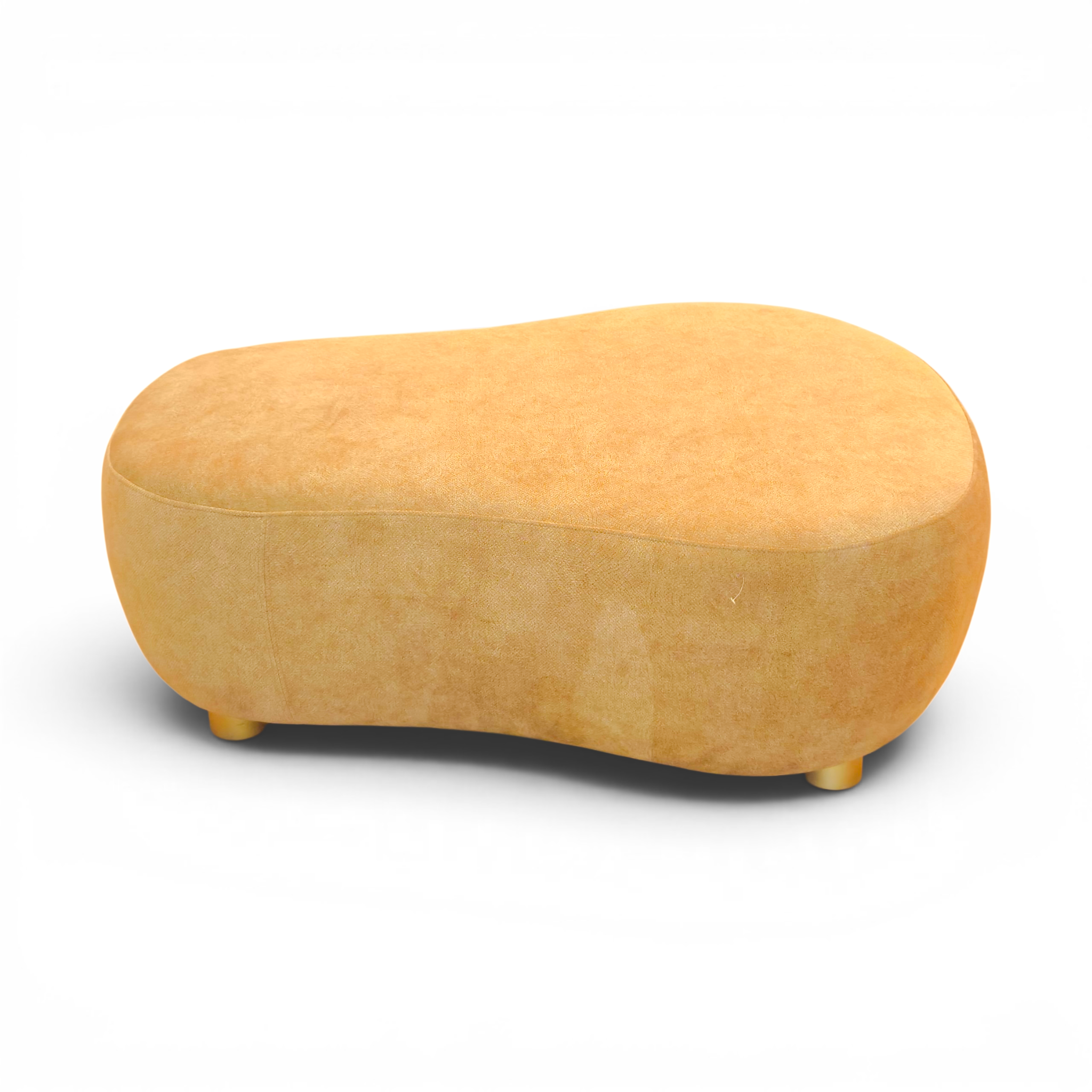 Organic‑Form Modern Ottoman in Soft Mustard Upholstery