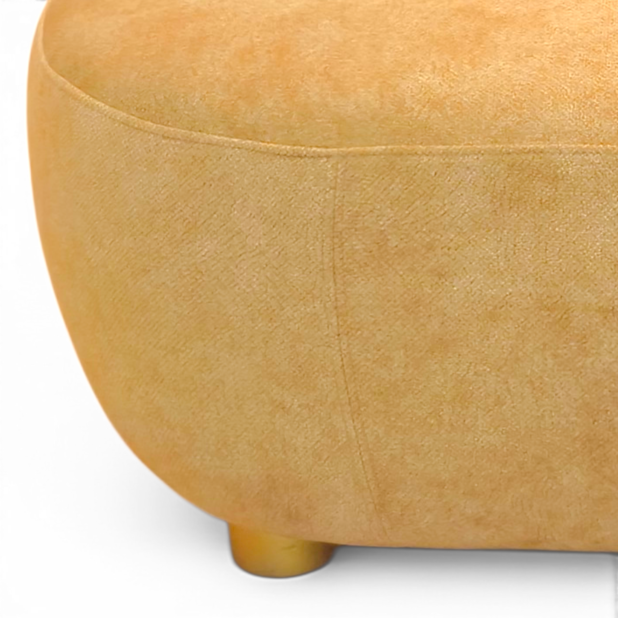 Organic‑Form Modern Ottoman in Soft Mustard Upholstery
