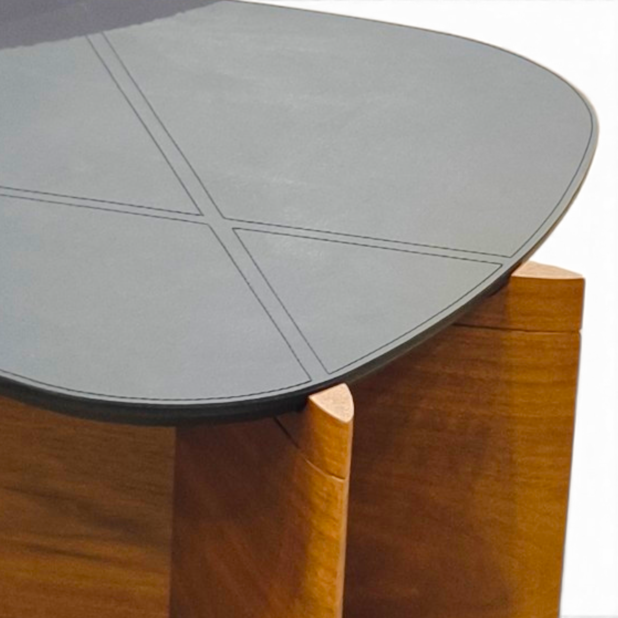 Geometric X‑Base Side Table with Dark Sculpted Top