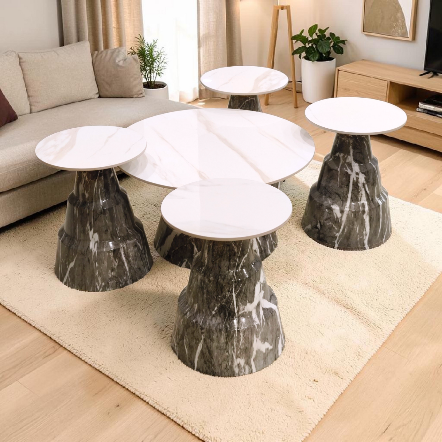 Sculpted Stone Nesting Tables – Modern Luxury Set