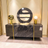 Marble Luxe Sideboard with Gold Accents & Round Mirror