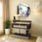 Modern Wooden Console Table with Round Mirror – Stylish Home Display Set