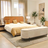 Upholstered Bed with Matching Ottoman & two side table Modern Cozy Bedroom Set
