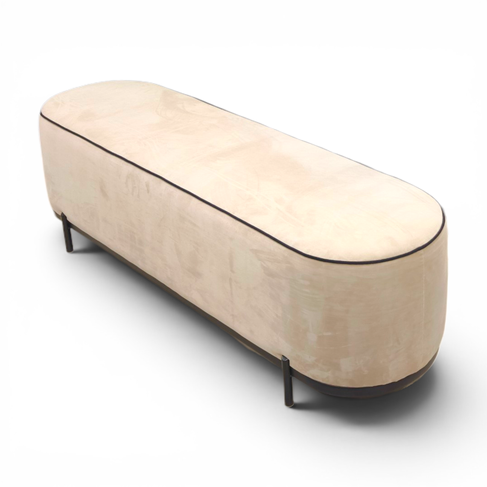 Upholstered Bed with Matching Ottoman & two side table Modern Cozy Bedroom Set
