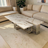 Two‑Tier Marble Coffee Table with Gold Geometric Base – Modern Luxury Design