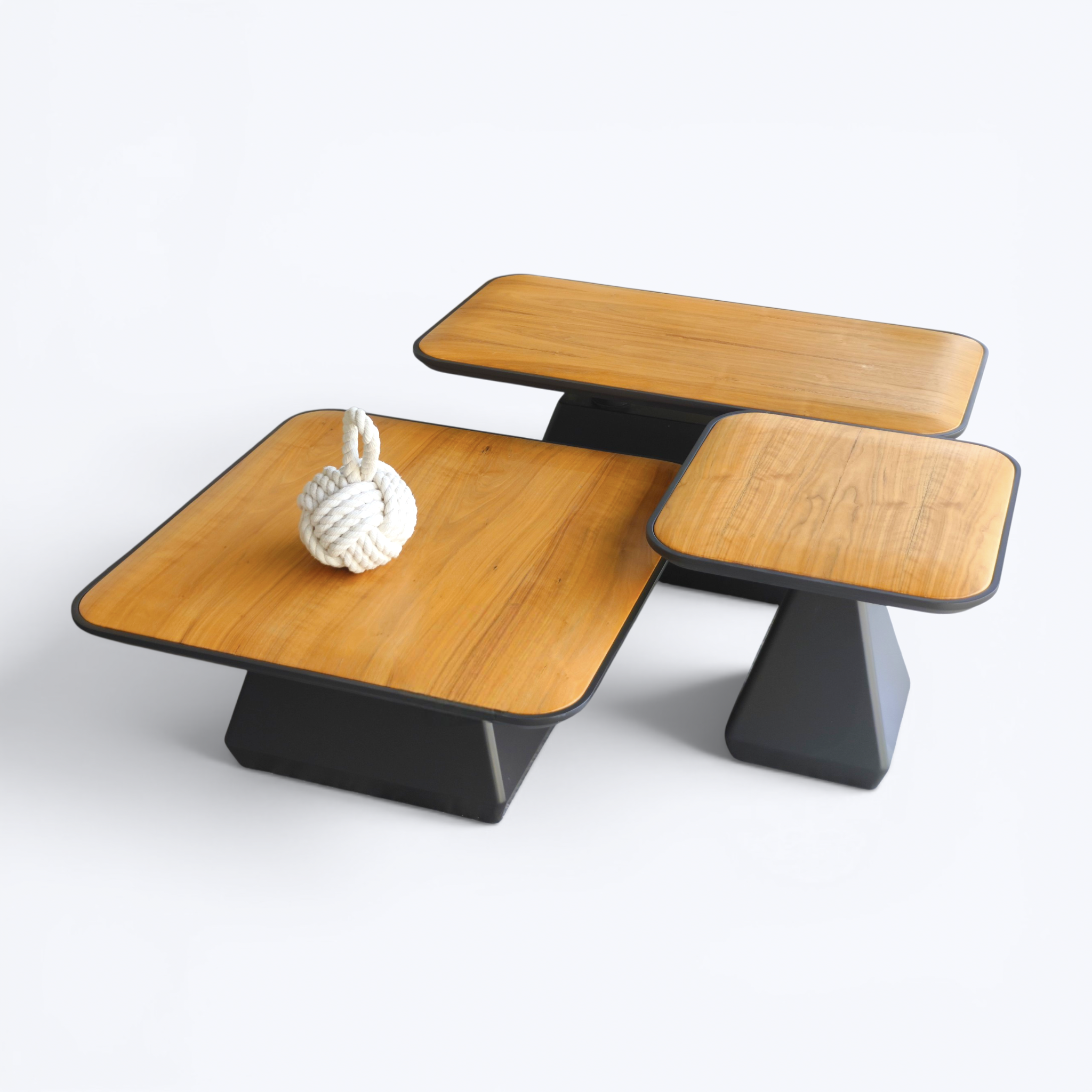 Three-Tier Wooden Coffee Table Set