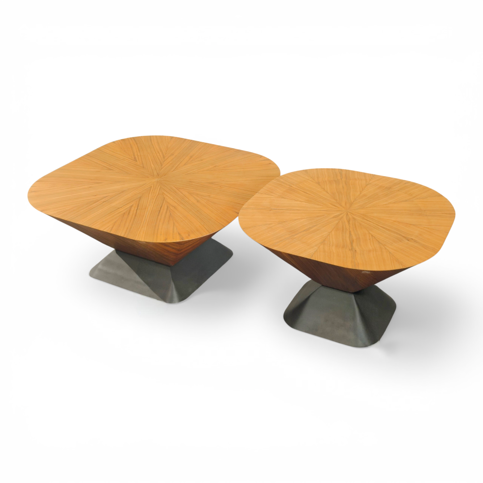 Geometric Wood Veneer Coffee Table Set