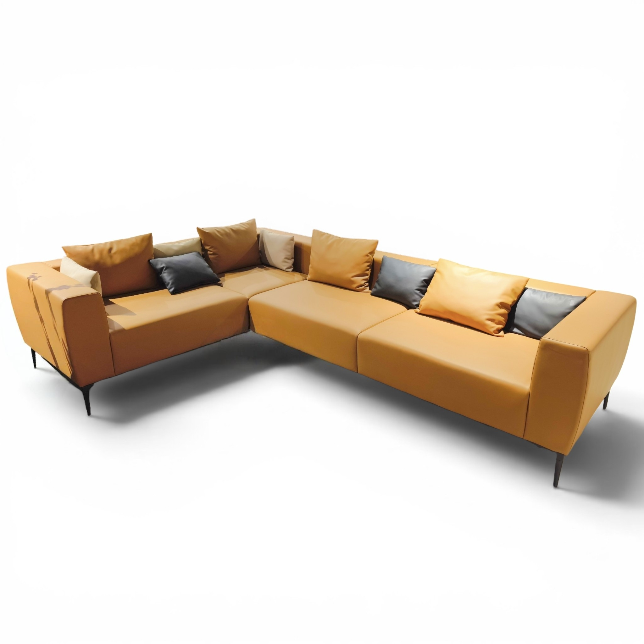 Mustard Yellow L‑Shaped Sofa – Modern Minimalist Comfort